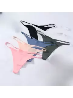 Tanga de cintura baja Sexy sin costuras con espalda en T para mujer